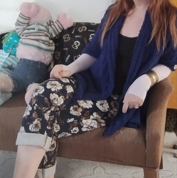 Womens Blue Knit Sweater open front Size Large BCBG MAXAZRIA - Picture 12 of 14